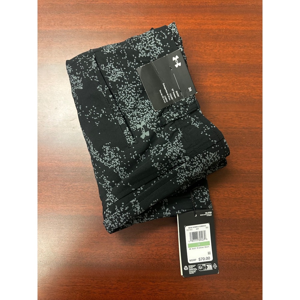 Under Armour UA Golf Printed Shorts Mens Size 34‎ Black Print  Summer NWT $70